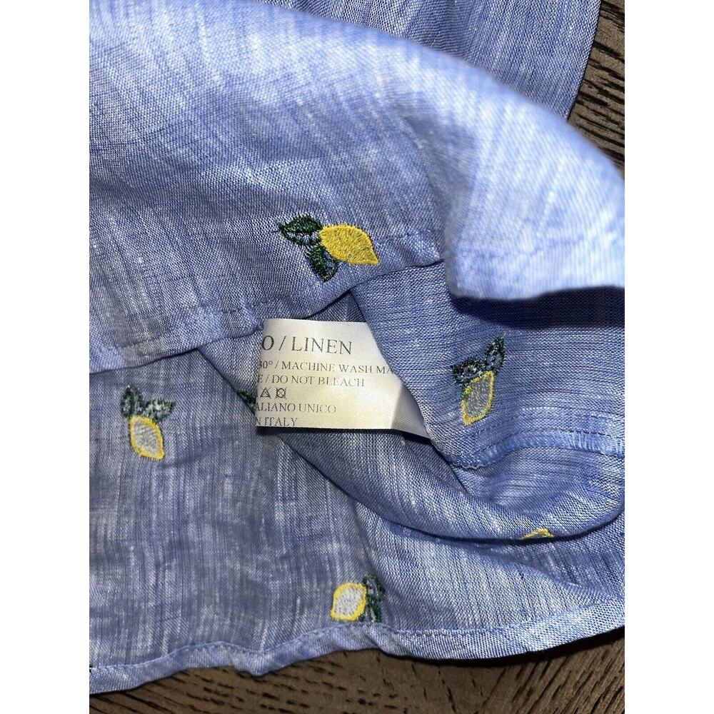 Idillio Positano Youth Embroidered Lemon Quarter Sleeve Linen Button Up Size XXL - Picture 4 of 9